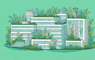 A city rooftop covered in greenery
