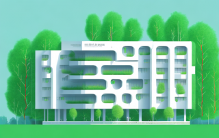 A modern building with a flat roof covered in lush greenery