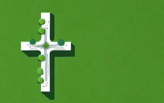 A cross-sectional view of a green roof structure