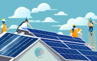 A rooftop undergoing renovation with solar panels being installed