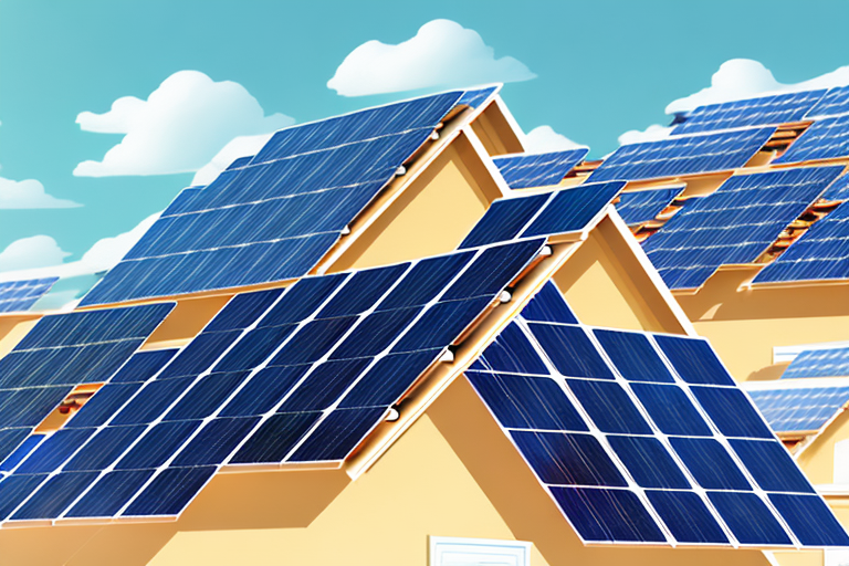 Various solar panels installed on rooftops of different types of buildings