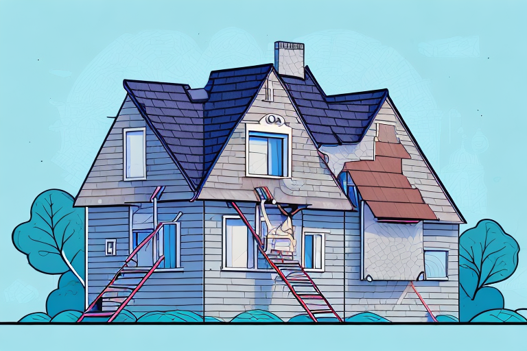 An old house with a new roof being installed on top of the existing one