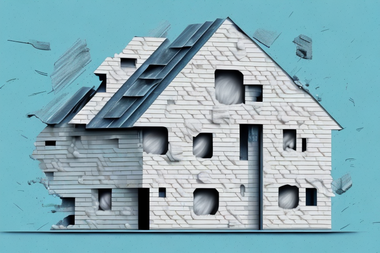 A house with visible insulation layers