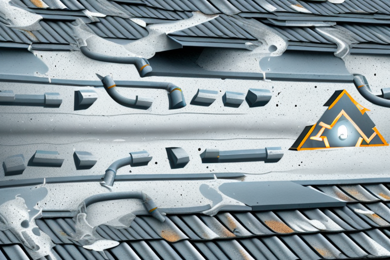 A flat roof with visible signs of leakage