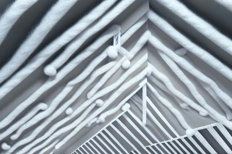 An attic being insulated from the inside