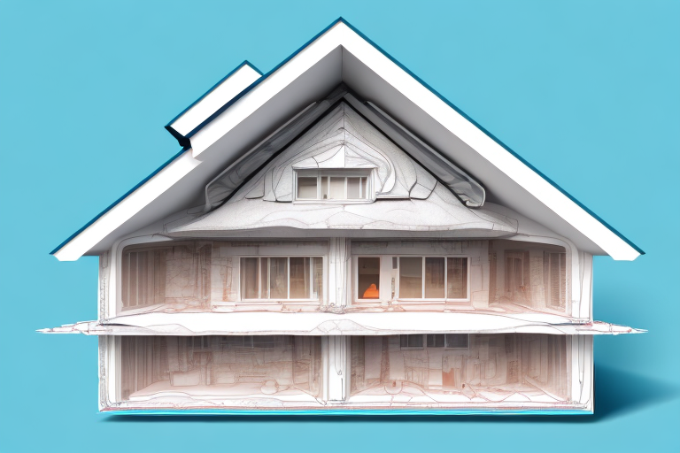 A house with a cutaway view showing the insulated roof