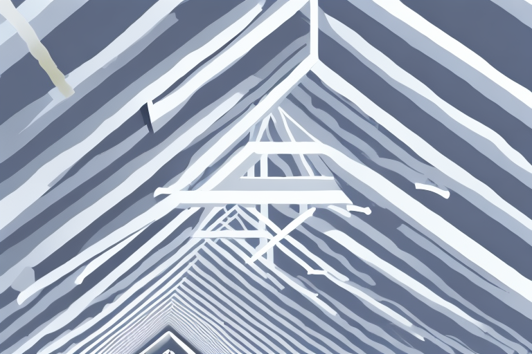 An attic with visible roof rafters