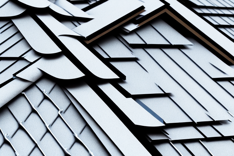 A cross-section of a house roof showing different layers of insulation materials