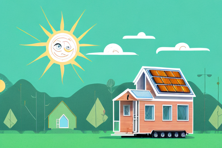 A tiny house with solar panels on the roof