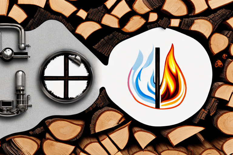 A burning wood stove with visible smoke