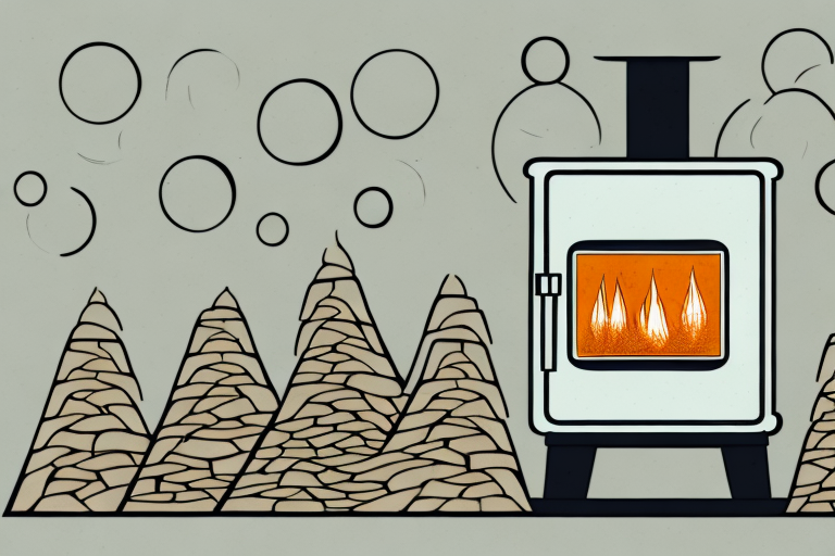 A modern wood-burning stove with radiant heat waves
