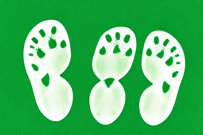 A pair of green footprints embedded in a beautiful
