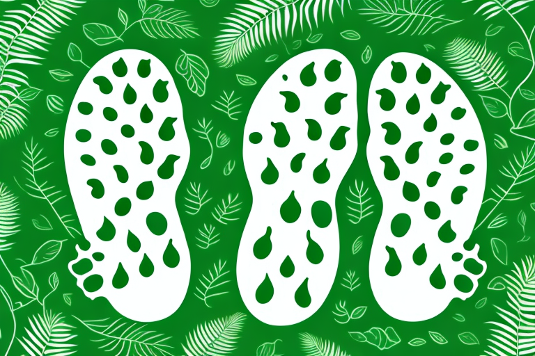 A pair of footprints gradually transforming into leafy green plants