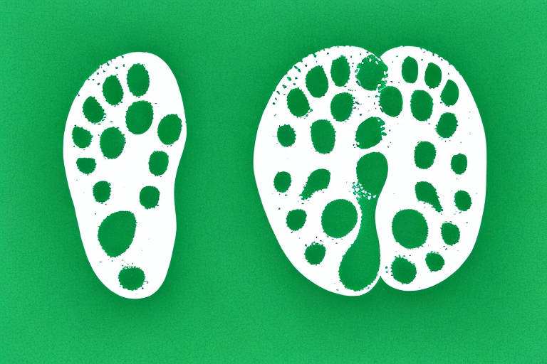 A pair of green footprints on a globe