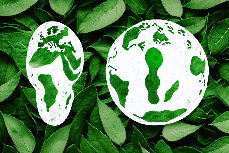 A pair of footprints made out of smoke and green leaves