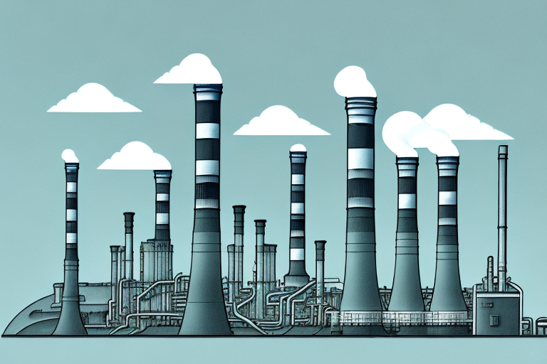 A coal power plant with visible parts such as the smokestack