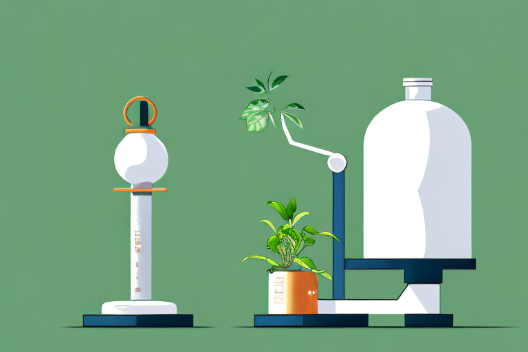 An oil barrel and a gas cylinder placed on a balance scale