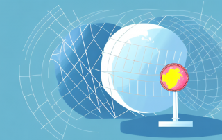 A globe surrounded by various energy sources like wind turbines