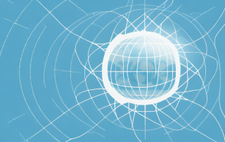 A globe encircled by various energy sources like wind turbines