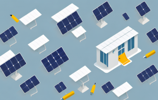 A classroom setting with various energy-efficient gadgets like solar panels