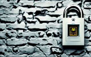 A locked electricity meter with a padlock