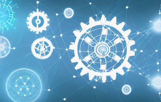 An advanced and dynamic energy management system represented by interconnected gears and cogs
