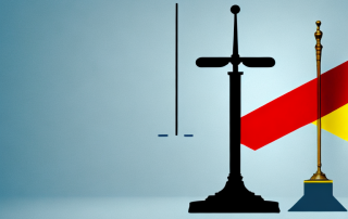 The german flag incorporated into a balanced scale