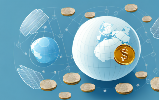 A globe with various sustainable energy sources like windmills