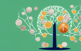 A flourishing tree with various financial symbols like currency signs