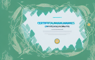 A certificate surrounded by environmental elements like trees