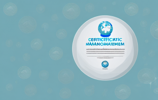 A certificate with a globe and environmental elements like trees