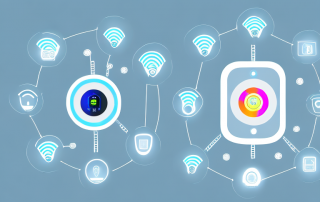 Various smart home devices like a digital thermostat