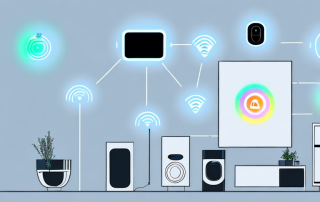 A modern home filled with various smart devices like a smart thermostat