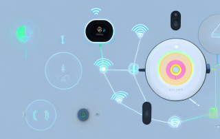 A modern home filled with various smart devices like a smart thermostat