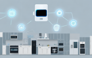 A modern home filled with various smart devices like a smart thermostat