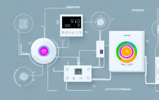 Several different smart heating controllers displayed in a modern