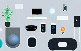 A modern living room filled with various smart home gadgets like a smart speaker