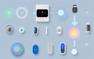 A modern home filled with various smart home gadgets such as a smart thermostat