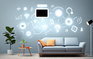 A modern living room filled with various types of smart lamps