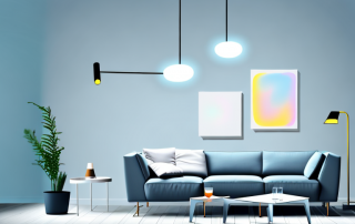 A modern living room at night