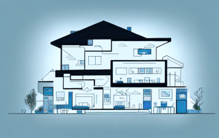 A modern house integrated with various smart devices like a security system