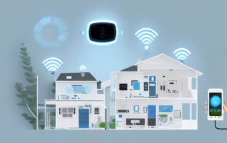 A modern home filled with various smart devices like a smart thermostat