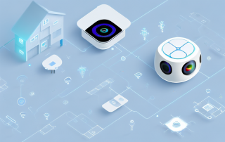 A modern home filled with various smart devices like a smart thermostat