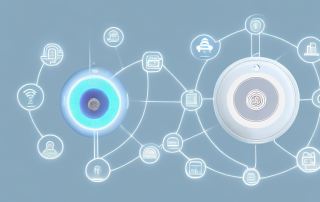 A modern home filled with various smart devices such as a smart thermostat