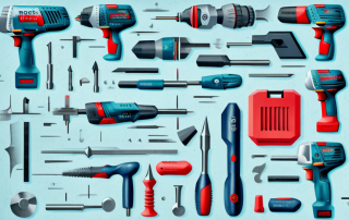 The bosch starter set with various tools like a drill