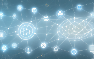 Various interconnected digital devices like a smartphone