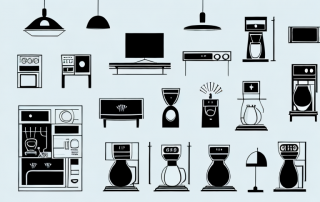 A modern home interior with different appliances like a lamp