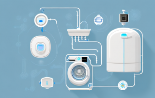 Several different types of smart water detectors placed in various areas of a home
