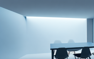 A modern room with a smart lighting system