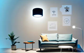 A smartly lit room with different light sources such as table lamps